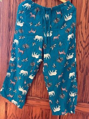 Women’s Teal Animal-Print Pajama Pants